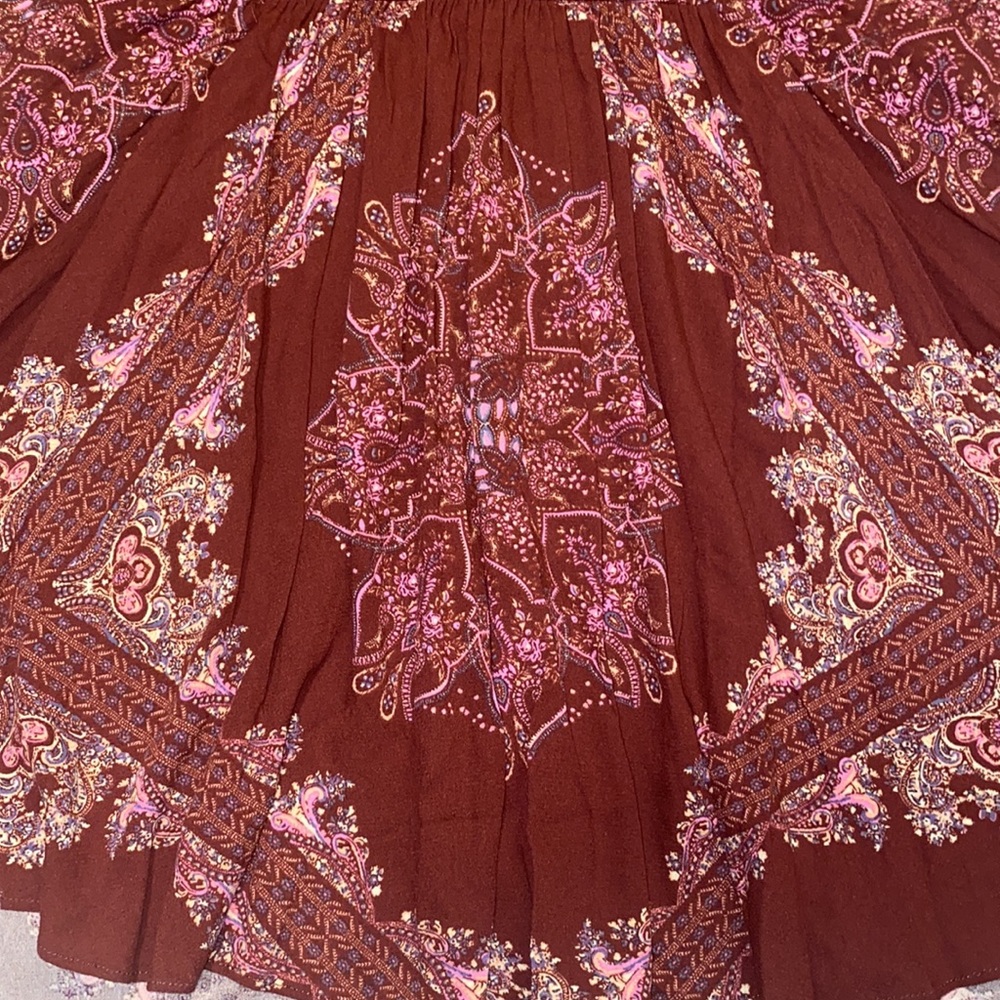 Free People Girl Talk Printed Tunic Top - Pomegranate Combo - Picture 9 of 15